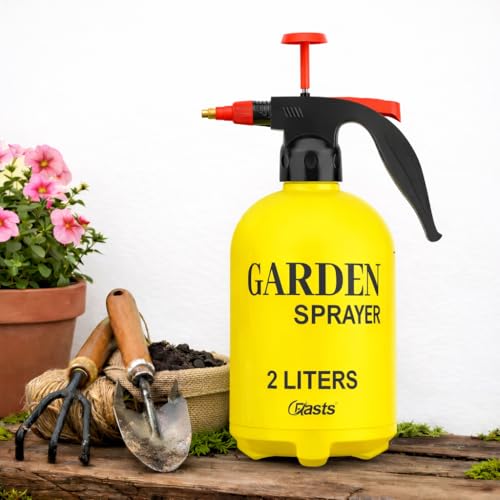 Crasts Pressure Spray Pump | Gardening Water Sprayer | Plant Water Sprayer for Home Garden | Spray Bottles for Lawn | Watering Can (2 Liter) (Yellow) - Image 1