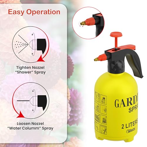 Crasts Pressure Spray Pump | Gardening Water Sprayer | Plant Water Sprayer for Home Garden | Spray Bottles for Lawn | Watering Can (2 Liter) (Yellow) - Image 3