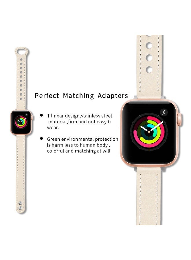 نيكور حزام جلدي نحيف لساعة Apple Watch (مقاسات 38/40/41/42 مم) - طقم من قطعتين - حزام بديل نحيف لساعات iWatch Ultra 2 وSE وSeries 11/10/9/8/7/6/5/4/3/2/1 (اللون: أسود وكريمي) - Image 4