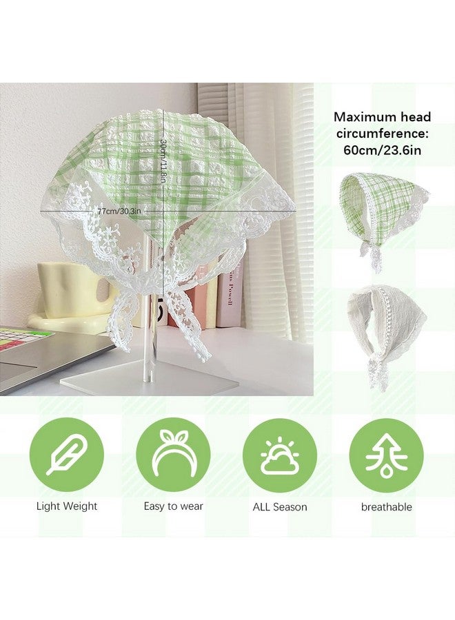 MAYCREATE® 2Pcs Head Scarf for Women Stylish Boho Lace Head Scarfs Countryside Triangle Bandana Headband Soft Head Coverings Comfy Beach Headwraps Hair Scarf Gift for Women, Girls - Image 2