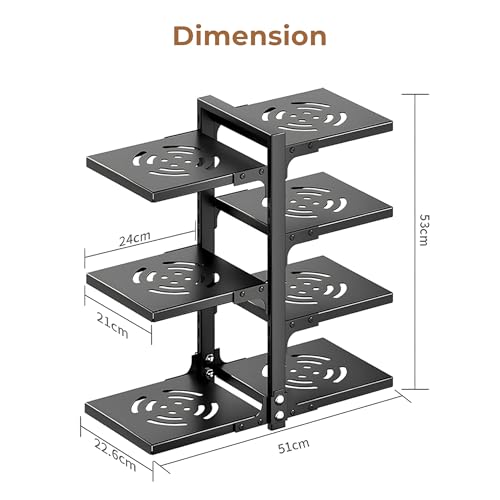 Home Essentials HomeEssentials Kitchen Counter Pan Rack Multipurpose Organizer - 7 Tier Adjustable Pot Holder/Shelf Drawer Stand for Crockery/Pull Out Cabinet Organizer, Utensil Holder (7 TIER) - Image 4
