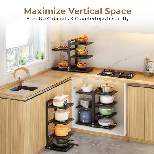 Home Essentials HomeEssentials Kitchen Counter Pan Rack Multipurpose Organizer - 7 Tier Adjustable Pot Holder/Shelf Drawer Stand for Crockery/Pull Out Cabinet Organizer, Utensil Holder (7 TIER) - Image 5