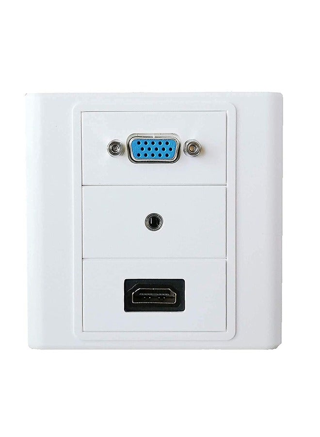 Taimi ELECTRO HDMI/VGA/AUX Multimedia Modular Wall Socket Face Plate Socket Plug Jack Cable or Adapter for Home/Office. (HDMI/VGA/AUX)  - Image 1
