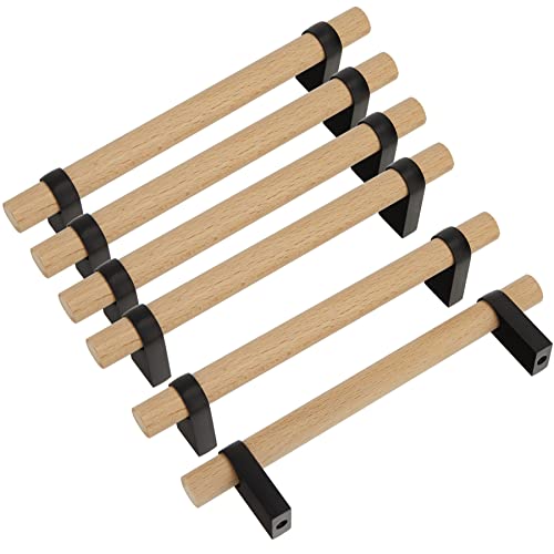 luluxing 6Pcs Wood Cabinet Handles and Pulls 4.4 Inch Double Hole Distance Handles,Modern Kitchen T Bar Dresser Handle Hardware for Kitchen Wardrobe Drawer - Image 1