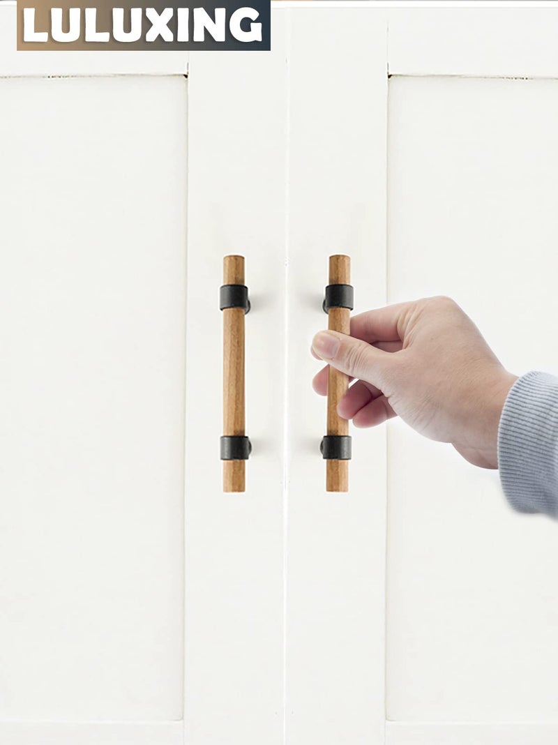 luluxing 6Pcs Wood Cabinet Handles and Pulls 4.4 Inch Double Hole Distance Handles,Modern Kitchen T Bar Dresser Handle Hardware for Kitchen Wardrobe Drawer - Image 4