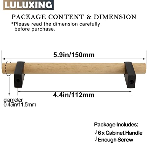luluxing 6Pcs Wood Cabinet Handles and Pulls 4.4 Inch Double Hole Distance Handles,Modern Kitchen T Bar Dresser Handle Hardware for Kitchen Wardrobe Drawer - Image 2