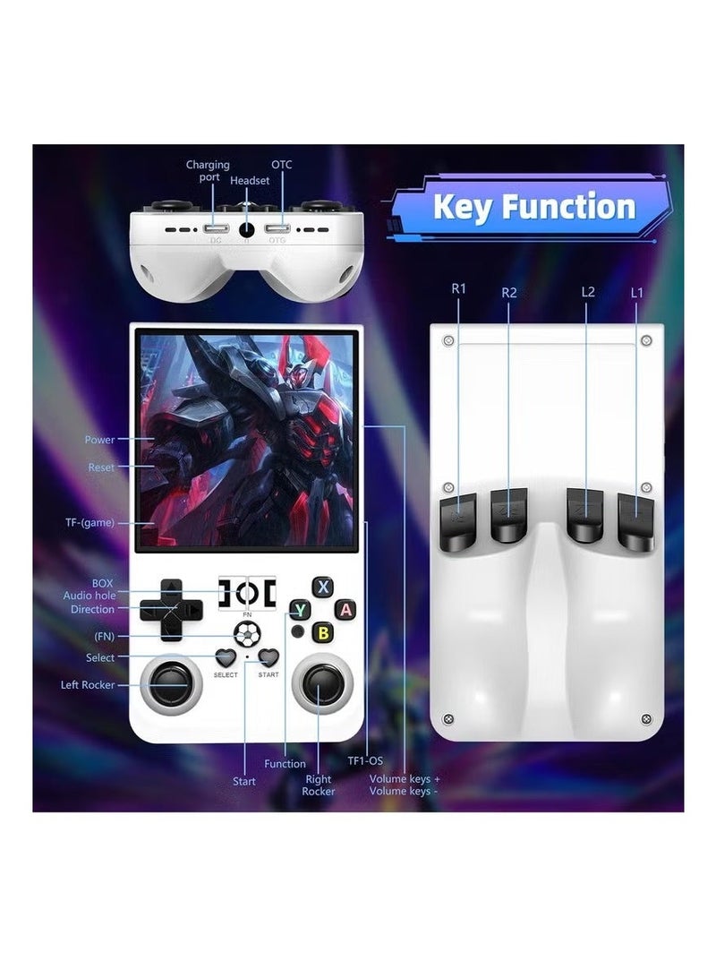 DIGI CORE R36 Max Game Console 4 Inch Full IPS Screen Portable Retro Handheld Game Console Built-in 18000+ Games With Open Source Linux System & 64GB Memory Card Video Games Console Support 30+ Simulator Platform 4000mAh Battery Toys And Games For Kids And Adults White - Image 3