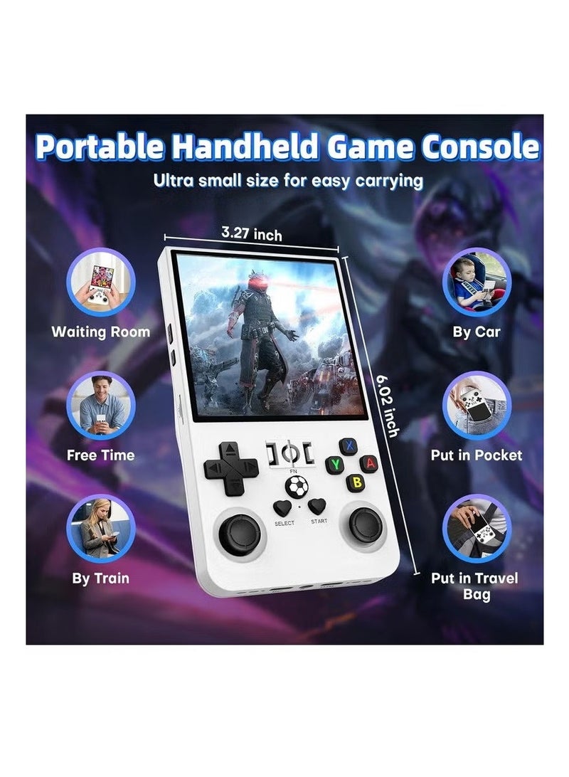 DIGI CORE R36 Max Game Console 4 Inch Full IPS Screen Portable Retro Handheld Game Console Built-in 18000+ Games With Open Source Linux System & 64GB Memory Card Video Games Console Support 30+ Simulator Platform 4000mAh Battery Toys And Games For Kids And Adults White - Image 4