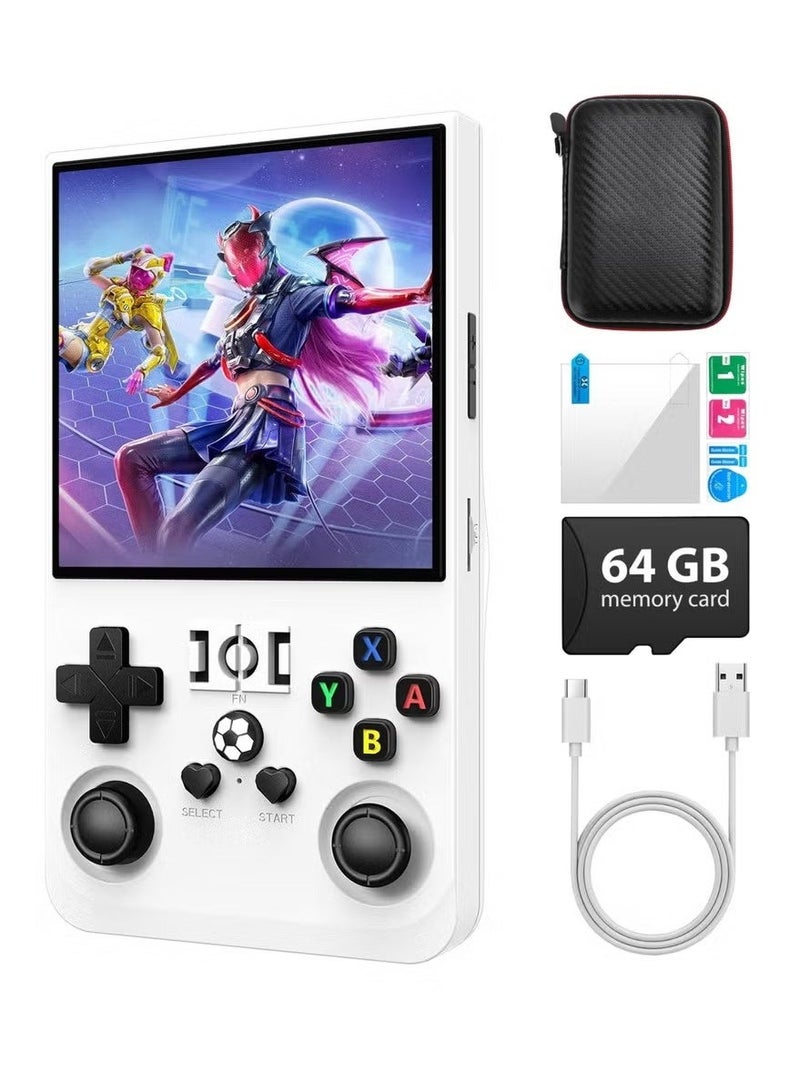 DIGI CORE R36 Max Game Console 4 Inch Full IPS Screen Portable Retro Handheld Game Console Built-in 18000+ Games With Open Source Linux System & 64GB Memory Card Video Games Console Support 30+ Simulator Platform 4000mAh Battery Toys And Games For Kids And Adults White - Image 1