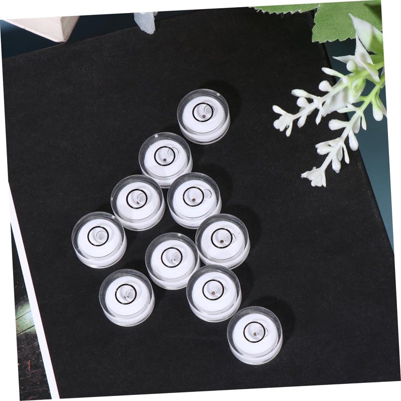 White 16pcs Bubble Level Set 1 2cm Diameter Circular Spirit Level for Precision Surface Measurement - Image 5