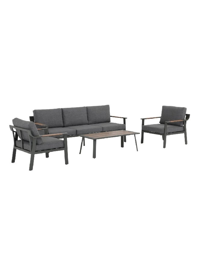 LIVING ACCENTS 4-Piece Premium Aluminum Patio Seating Set Grey and Brown 77 x 77 x 183 cm GAF-005 