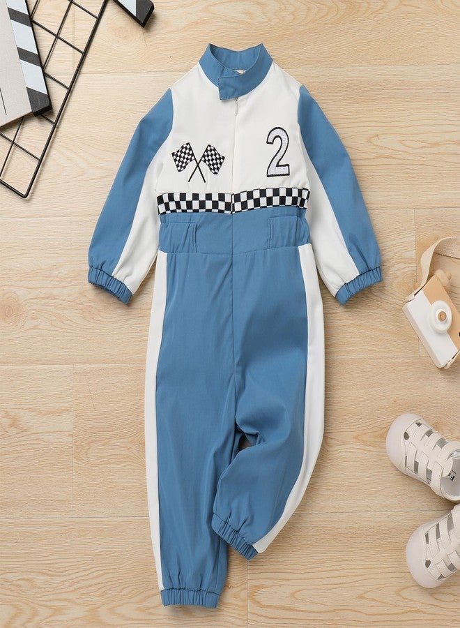 ODOLDI Two Fast Birthday Outfit Boy Race Car 2nd Birthday Outfit Blue Race Car Driver Jumpsuit 2 Year Car Racing Old Cake Smash Photo Shoot Outfits Blue 2 18-24 Months - Image 3