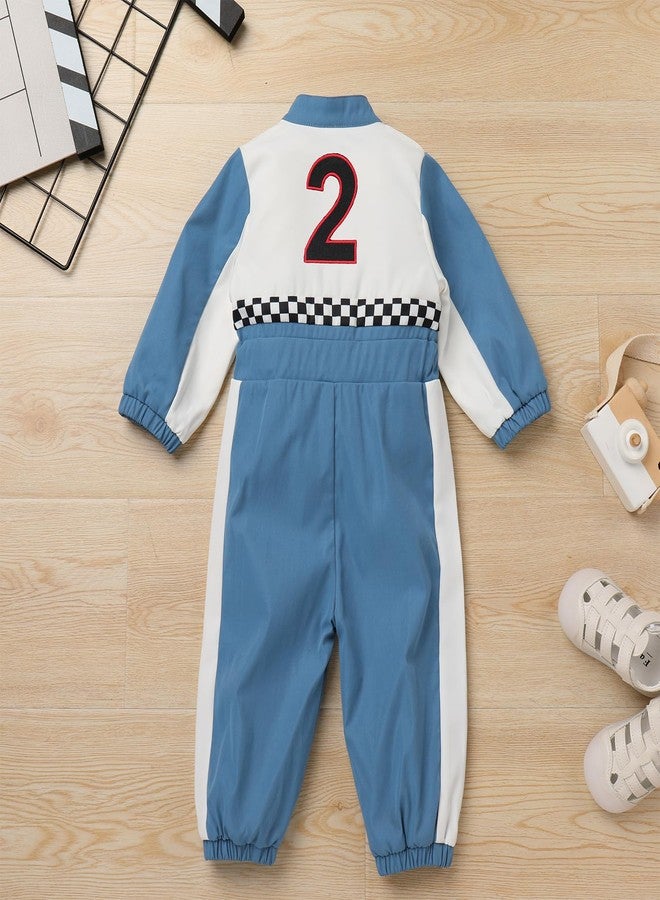 ODOLDI Two Fast Birthday Outfit Boy Race Car 2nd Birthday Outfit Blue Race Car Driver Jumpsuit 2 Year Car Racing Old Cake Smash Photo Shoot Outfits Blue 2 18-24 Months - Image 4