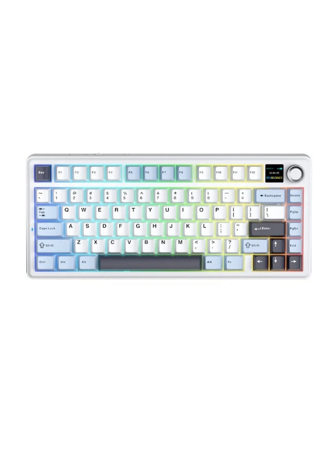 أولا F75 Max Mechanical Keyboard – Light Blue+White+Black Purple (Reaper Switch) - Image 1