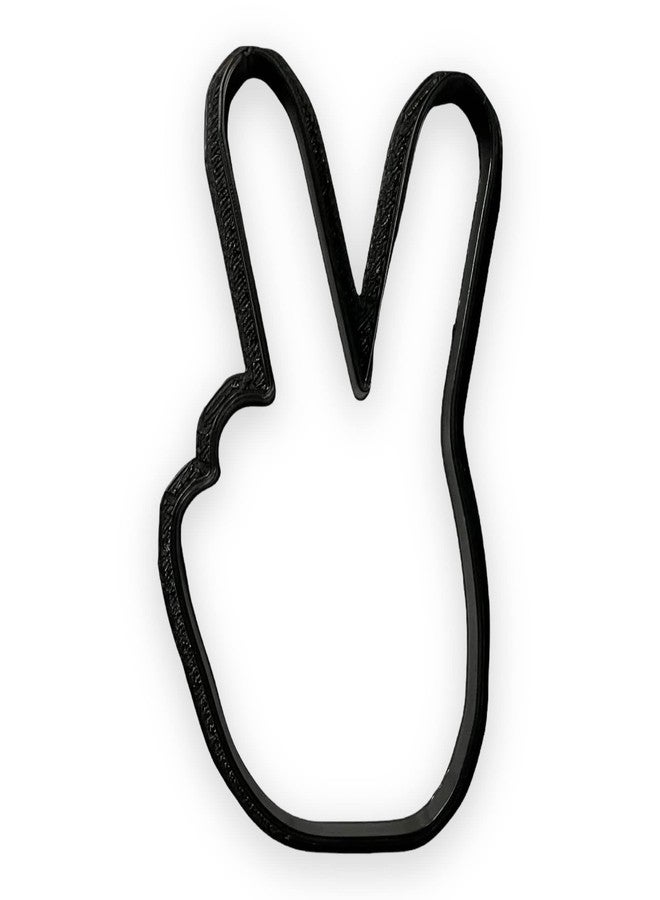 Bundle of Fun Peace Sign Fingers Cookie Cutter Polymer Clay Cutter with Easy to Push Design (4 inch) - Image 1