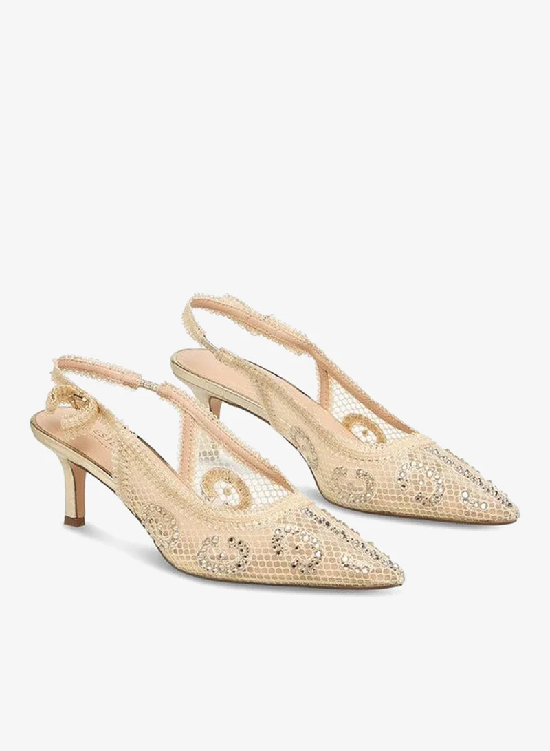 سيليست Women Embellished Kitten Heel Slingback Shoes