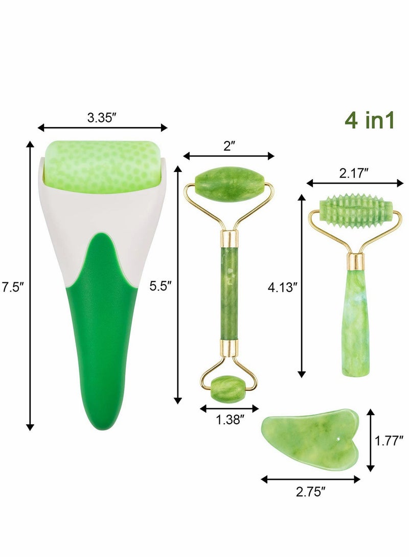 Excefore Jade Roller Massage Gua Sha Facial Tools Set, 4 PackGua Sha Massage Tool for Face and Full Body, Wrinkles Anti-Aging and Eye Puffiness, Keeping Youthful Skin Tone - Image 4