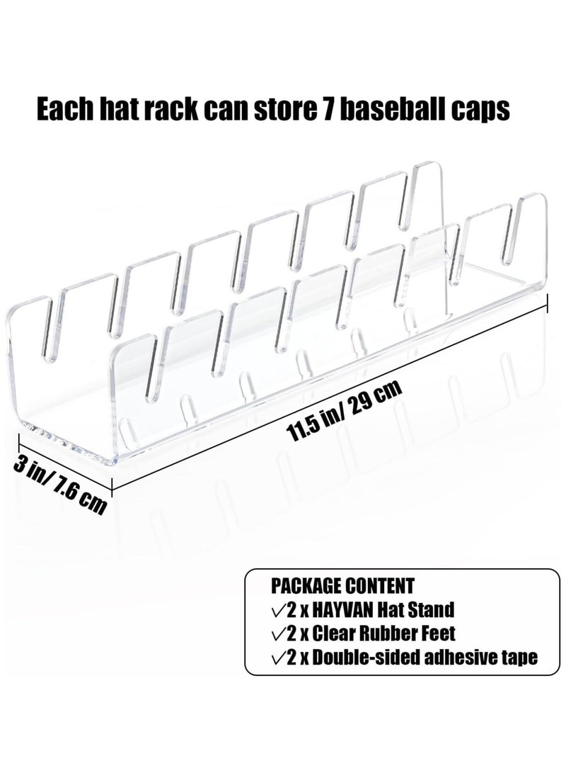 TPGP Hat Stand for Baseball Caps – 2 Pack Acrylic Hat Holder Display and Organizer for 14 Baseball Caps (Clear)  - Image 2