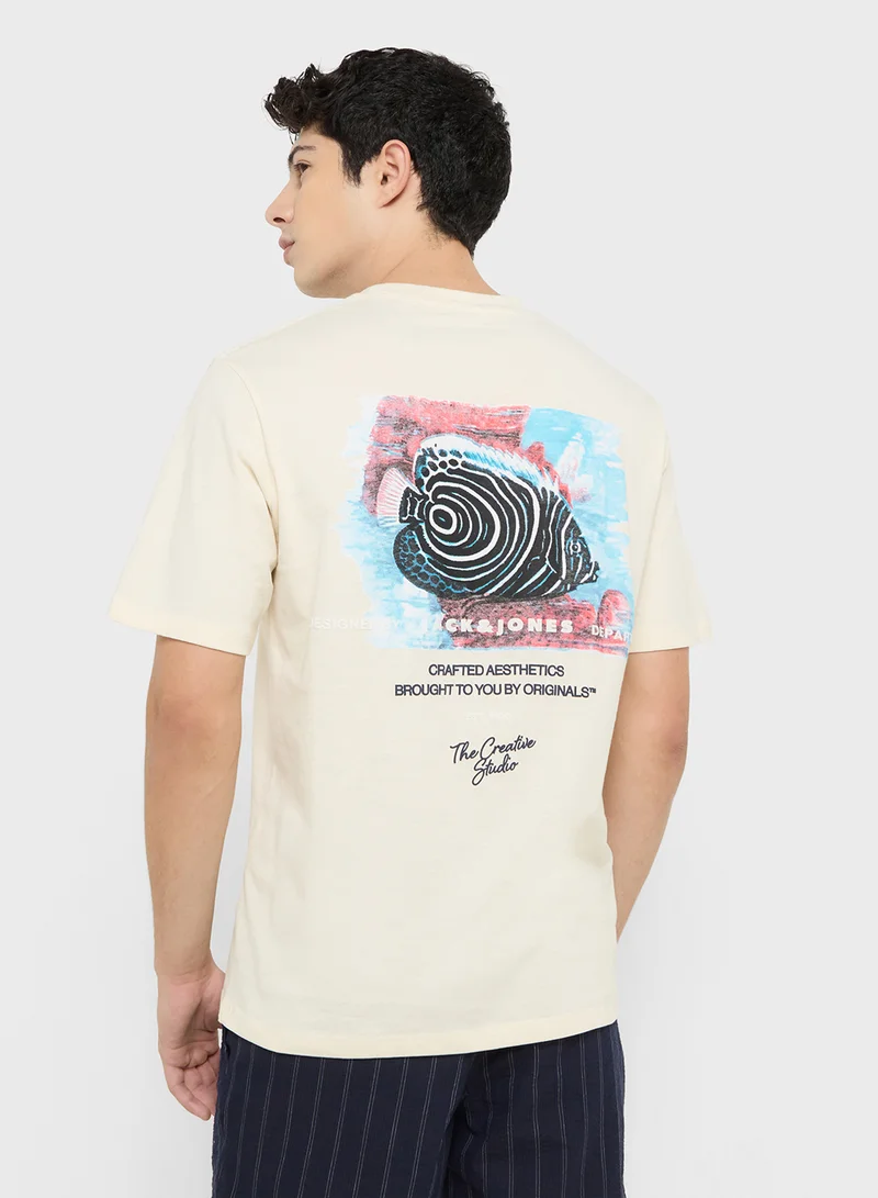 جاك اند جونز JORALMERIA STAMP TEE SS CREW NECK