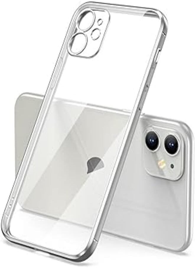 Generic - Luxury Plating Transparent Soft Silicone Case with Protector Camera Lens For Apple iPhone 11 (6.1in, Clear & Silver) - Image 1