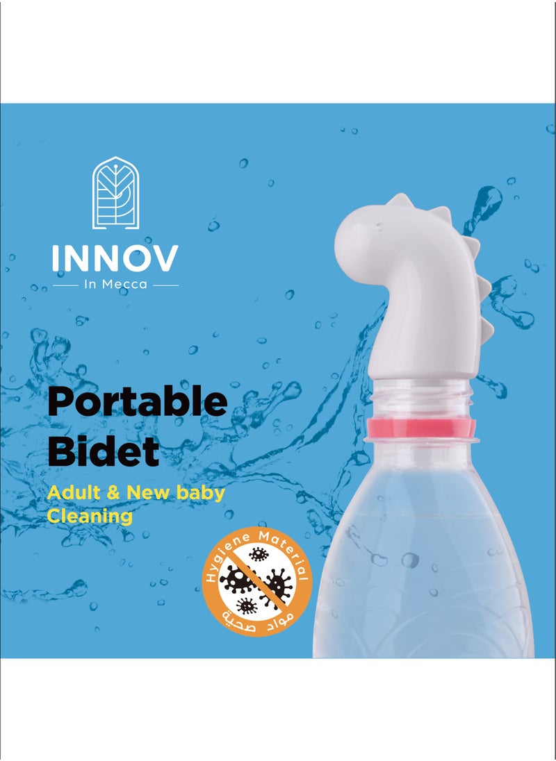 INNOV In Mecca Plastic bidet Mini Pocket Shattaf Sprayer 3pcs pack , Plastic Portable Bidet, Mobile Travel Shattaf for Toilet, Travel or Camping. Compatible with Every Bottle, White Yellow and Blue color  - Image 1