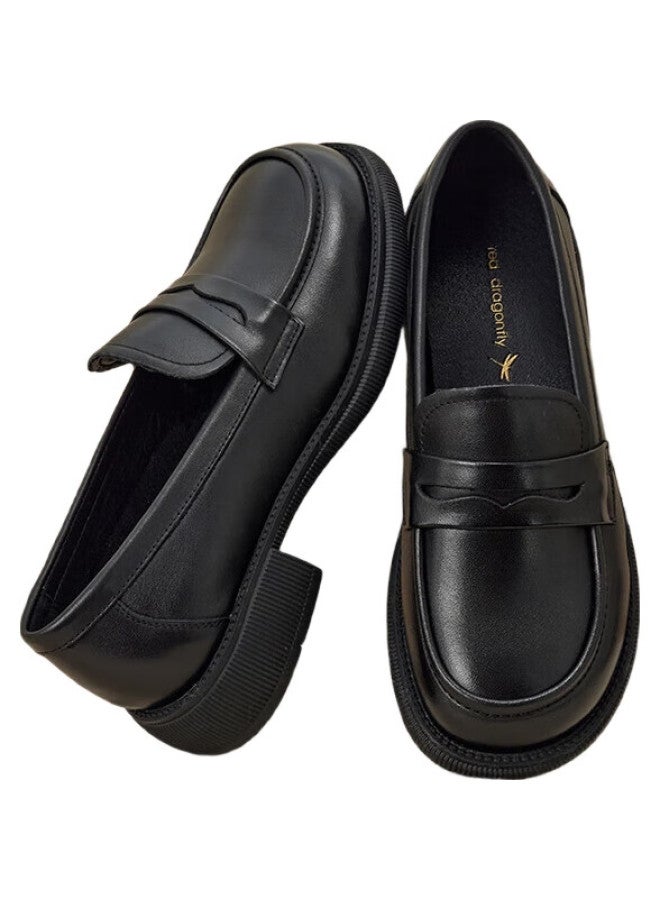 RED DRAGONFLY Hongqingting Spring And Summer Loafers, Non-Slip Women'S Flats, Casual Flat Shoes, Cowhide Shoes For Women, Wtb43660, Black, Size 38 - Image 1