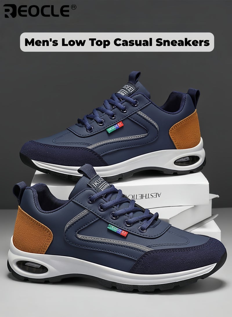 ريوكل حذاء كاجوال رجالي منخفض القمة خفيف الوزن حذاء كاجوال أحذية شارع بطبقة علوية من مادة PU قابلة للتنفس نعل مطاطي متين راحة طوال الموسم للصالة الرياضية المشي والملابس اليومية - Image 1