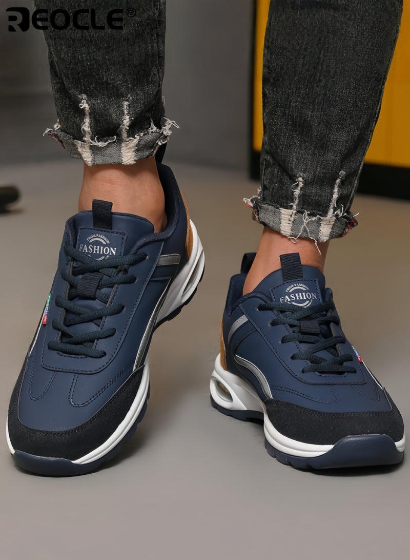 ريوكل حذاء كاجوال رجالي منخفض القمة خفيف الوزن حذاء كاجوال أحذية شارع بطبقة علوية من مادة PU قابلة للتنفس نعل مطاطي متين راحة طوال الموسم للصالة الرياضية المشي والملابس اليومية - Image 3