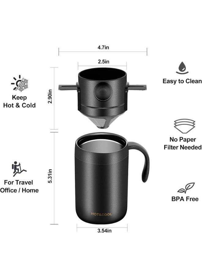 Hot Cool كوب قهوة محمول من الفولاذ المقاوم للصدأ، مانع للتسرب، للاستخدام الخارجي، بنمط التقطير، مناسب للشرب المنزلي - Image 5