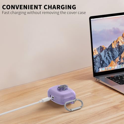 Wacanc Transparent TPU Protective Cover with Carabiner for JBL Vibe Beam 2 Charging Case, Compatible with JBL Vibe 200TWS/JBL Vibe Beam/Beam 2 Lock Clip Case Cover Clear with Cleaner Kit - Image 5