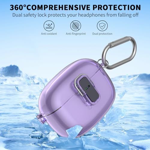 Wacanc Transparent TPU Protective Cover with Carabiner for JBL Vibe Beam 2 Charging Case, Compatible with JBL Vibe 200TWS/JBL Vibe Beam/Beam 2 Lock Clip Case Cover Clear with Cleaner Kit - Image 3