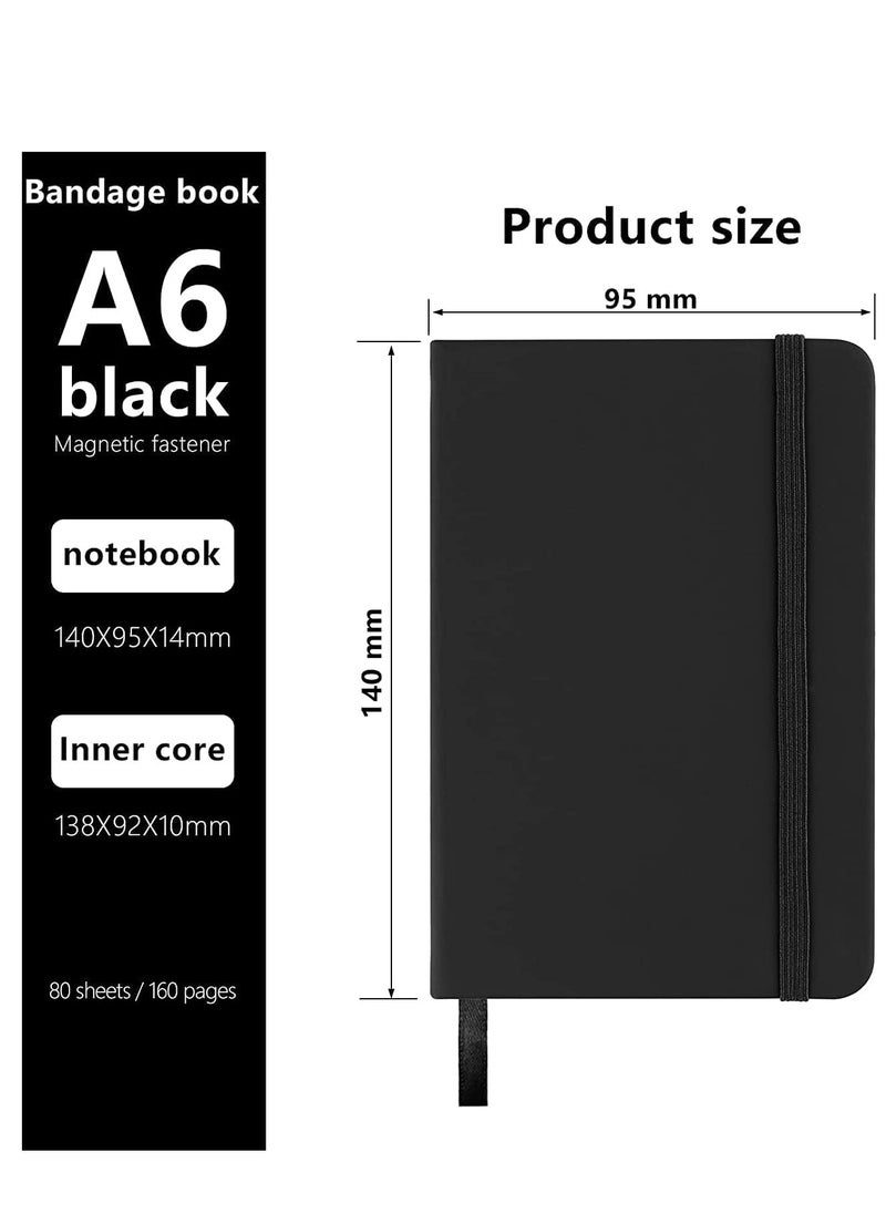 KASTWAVE - Small Notebook, A6 Notebooks, Pocket Notebook Note Pads Small Notebooks Hardback Notebook A6 Notepad Journal 160 Pages (80 Sheets) Black - Image 1