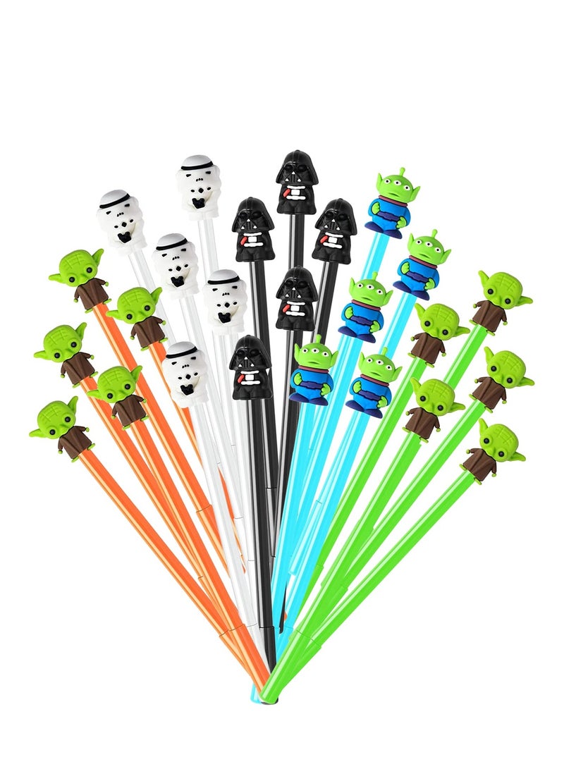 Excefore Party Favors Gel Pen - 25Pcs Galaxy Wars Themed Gifts for Kids Decorations, Baby Star Themed Pens Black Baby Yoda Pens for Birthday Party Favors Prize Carnival Goodie Bag Filling Rewards - Image 1