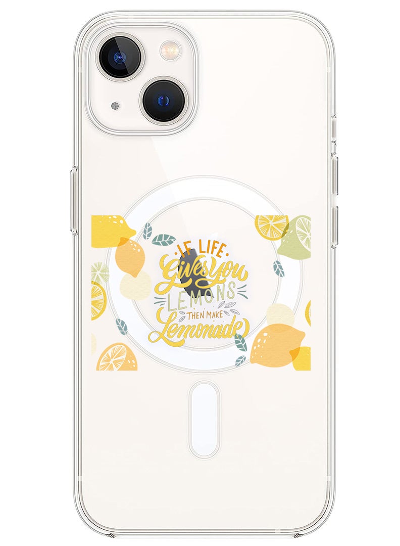 Theodor Magnetic Case for iPhone 14 6.1-inch Compatible with MagSafe Wireless Charging, Shockproof Phone Bumper Cover When life gives you lemons then make Lemonada - Image 1