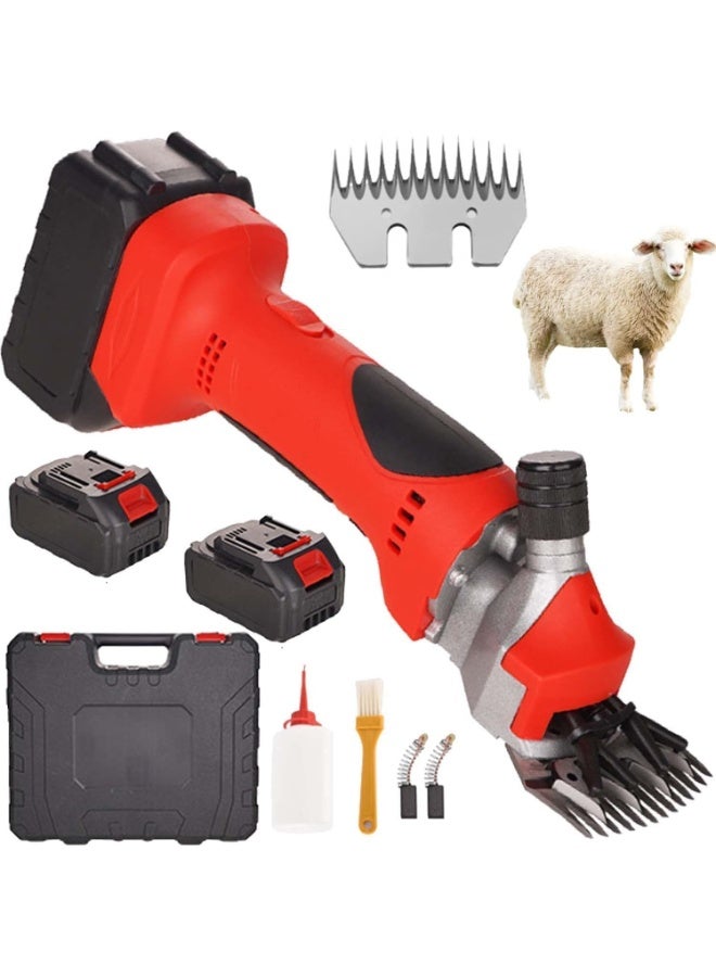 550W Electric Cordless Sheep Shears – Professional Rechargeable Shearing Machine with 2 Batteries, 2800RPM, Alloy Steel Blades, for Sheep, Goats, Alpacas, Llamas, and More (13-Tooth Blade + 2 Batteries) - Image 1