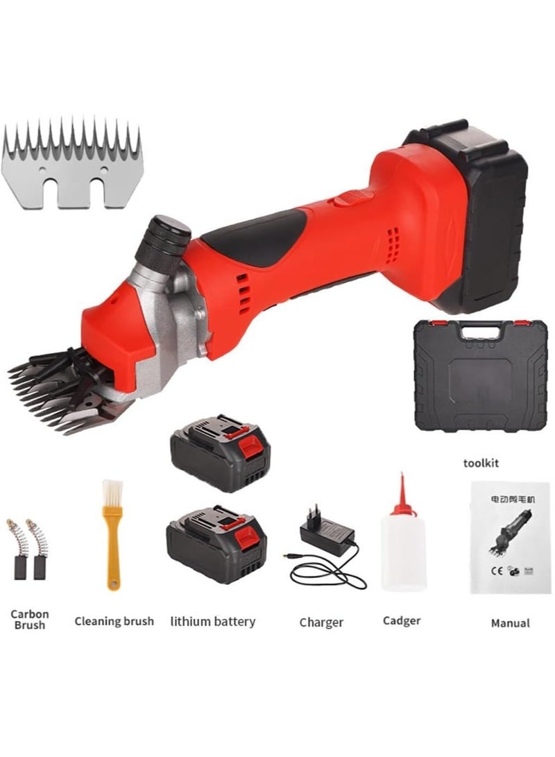 550W Electric Cordless Sheep Shears – Professional Rechargeable Shearing Machine with 2 Batteries, 2800RPM, Alloy Steel Blades, for Sheep, Goats, Alpacas, Llamas, and More (13-Tooth Blade + 2 Batteries) - Image 2