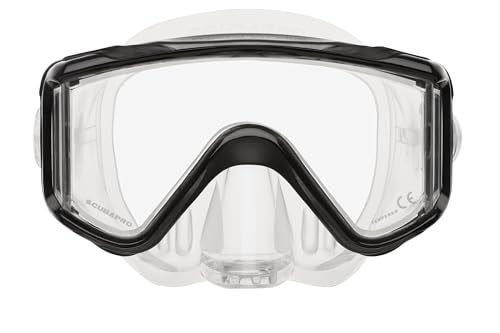SCUBAPRO Crystal Vu Plus Scuba Mask with Purge Valve, with Ultra Clear Tri Lens for Diving, Black/Gray - Image 1