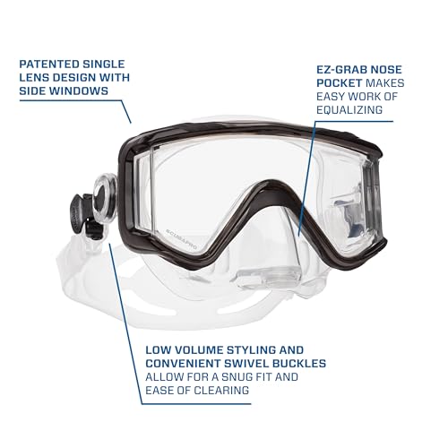 SCUBAPRO Crystal Vu Plus Scuba Mask with Purge Valve, with Ultra Clear Tri Lens for Diving, Black/Gray - Image 3