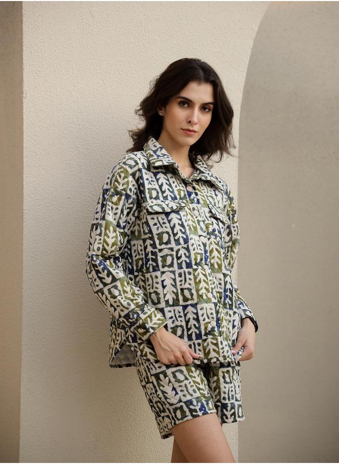 sanskrutihomes Printed Buttoned Shirt and Shorts Co-Ords by Styli  - Image 4