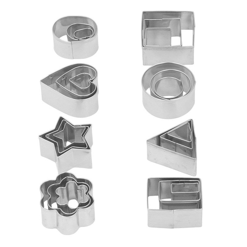 Stainless Steel Cookie Cutter 24-Piece Mini Biscuit Mold Set Geometric Shape - Rustproof Fondant Cutter Metal Cookie Mold for Baking Snack Cake - Image 4