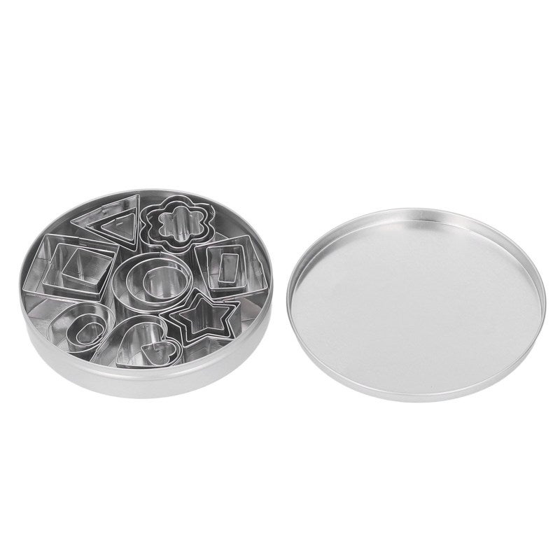 Stainless Steel Cookie Cutter 24-Piece Mini Biscuit Mold Set Geometric Shape - Rustproof Fondant Cutter Metal Cookie Mold for Baking Snack Cake - Image 1