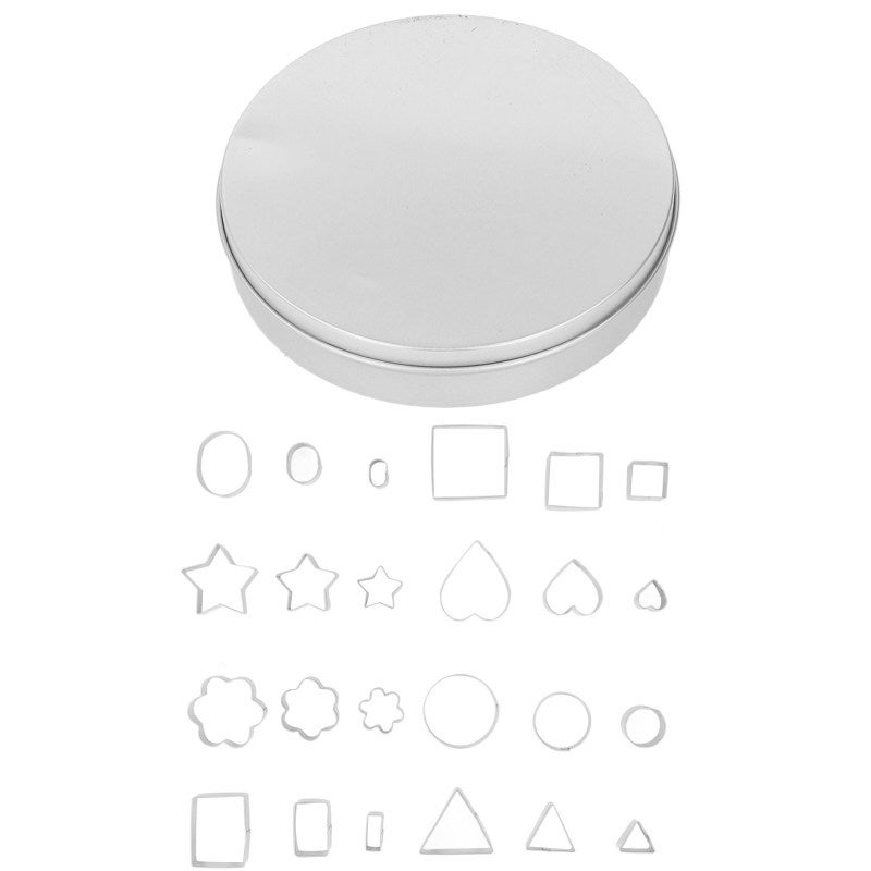 Stainless Steel Cookie Cutter 24-Piece Mini Biscuit Mold Set Geometric Shape - Rustproof Fondant Cutter Metal Cookie Mold for Baking Snack Cake - Image 2