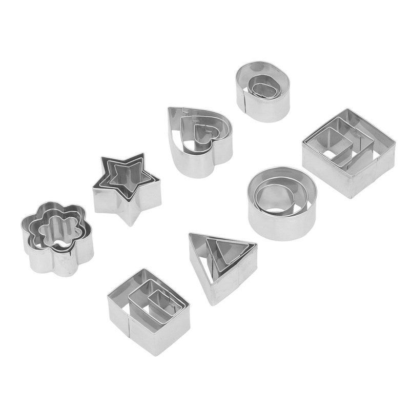 Stainless Steel Cookie Cutter 24-Piece Mini Biscuit Mold Set Geometric Shape - Rustproof Fondant Cutter Metal Cookie Mold for Baking Snack Cake - Image 3