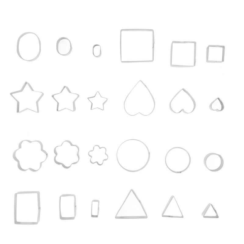 Stainless Steel Cookie Cutter 24-Piece Mini Biscuit Mold Set Geometric Shape - Rustproof Fondant Cutter Metal Cookie Mold for Baking Snack Cake - Image 5