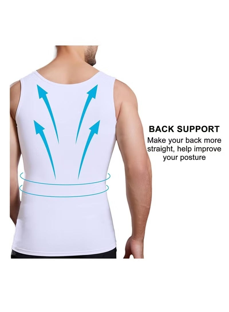 JOGAMS Mens Slimming Body Shaper Vest Gynecomastia Compression Shirts Tummy Control Undershirts Change in Seconds - Image 3