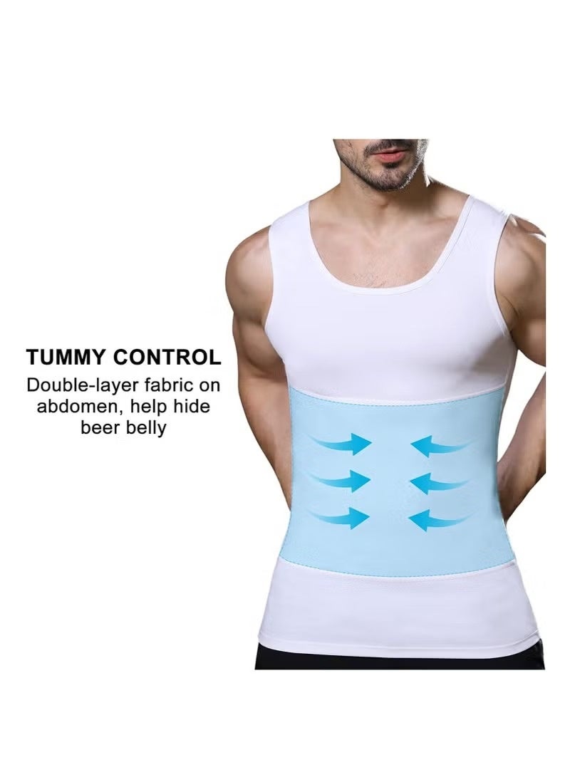 JOGAMS Mens Slimming Body Shaper Vest Gynecomastia Compression Shirts Tummy Control Undershirts Change in Seconds - Image 2