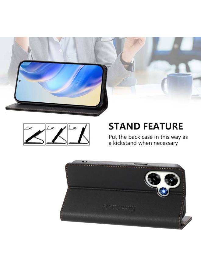 جرين تايجر جراب لهاتف Infinix Hot 30 4G RC01 مصنوع من الجلد ثنائي الطي مع خاصية الشفط المغناطيسي بتقنية RFID - Image 4