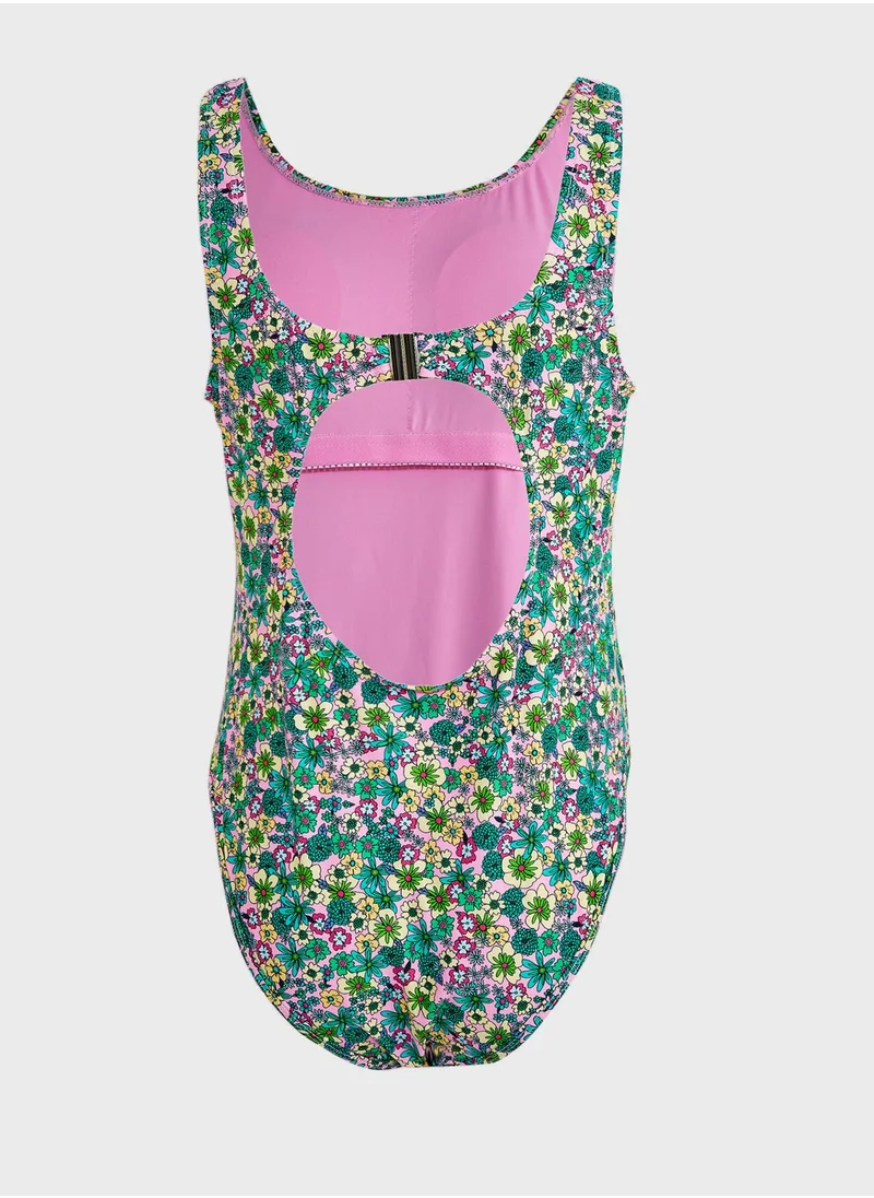 TOPSHOP High Leg Floral Swimsuit