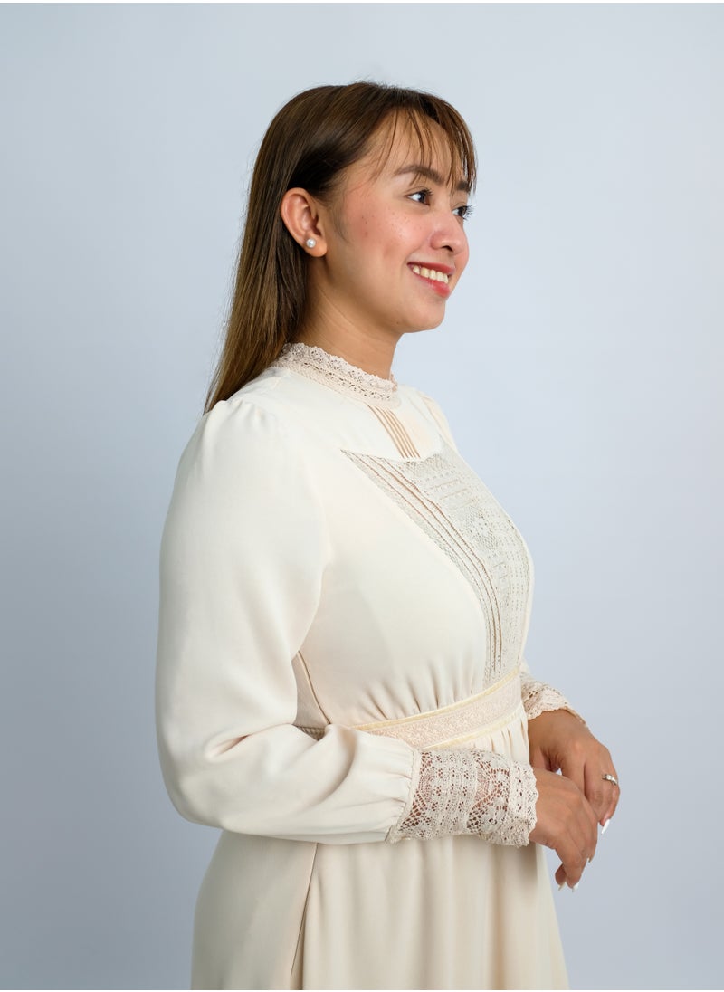 ONLY - Women’s Long Sleeve with Lace Cuff Dress in Pink Tint - Image 1