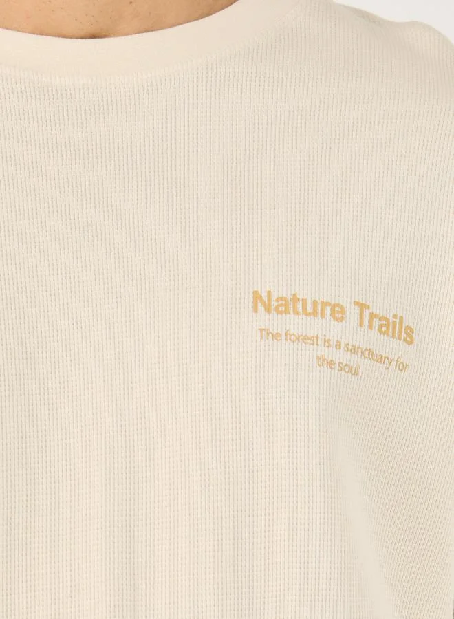Styli Waffle Knit Applique Graphic Oversized T-Shirt